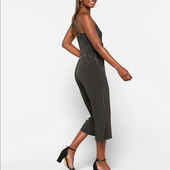 Kaileigh Black and White Striped Jumpsuit - Picture 4 of 10